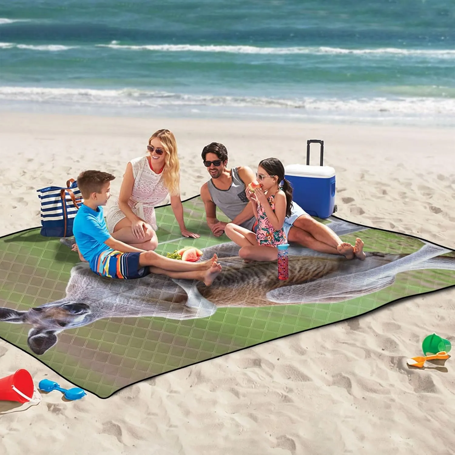 Kangaroo Boxing Picnic Supplies Foldable Mat Oversized Beach Blanket Waterproof Outdoor Blanket Camping Mat 80" x 60"