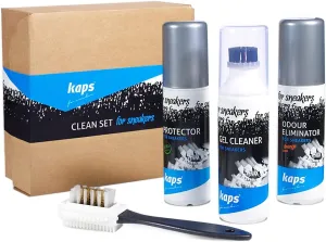 Kaps 4 Sneakers Shoe Care Cleaning Kit - Sneakers Gel Cleaner, Water Repellent Protector Spray, Odour Eliminator 100 ml, Nubuck and Suede Brush – Suitable for Trainer, Suede, Leather, and Nubuck Shoes