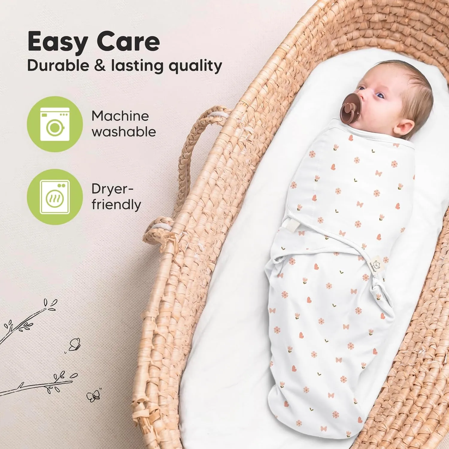 KeaBabies 3-Pack Organic Baby Swaddle Sleep Sacks - Swaddles for Newborns, Infant 0-3 Months, Baby Girls, Boys, Soft & Snug Newborn Sleep Sack, Nursery Swaddling Blankets (Beach Day)