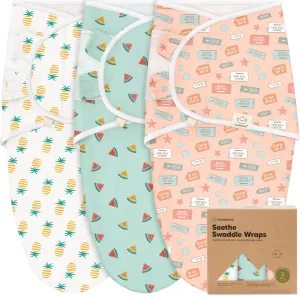 KeaBabies 3-Pack Organic Baby Swaddle Sleep Sacks - Swaddles for Newborns, Infant 0-3 Months, Baby Girls, Boys, Soft & Snug Newborn Sleep Sack, Nursery Swaddling Blankets (Beach Day)