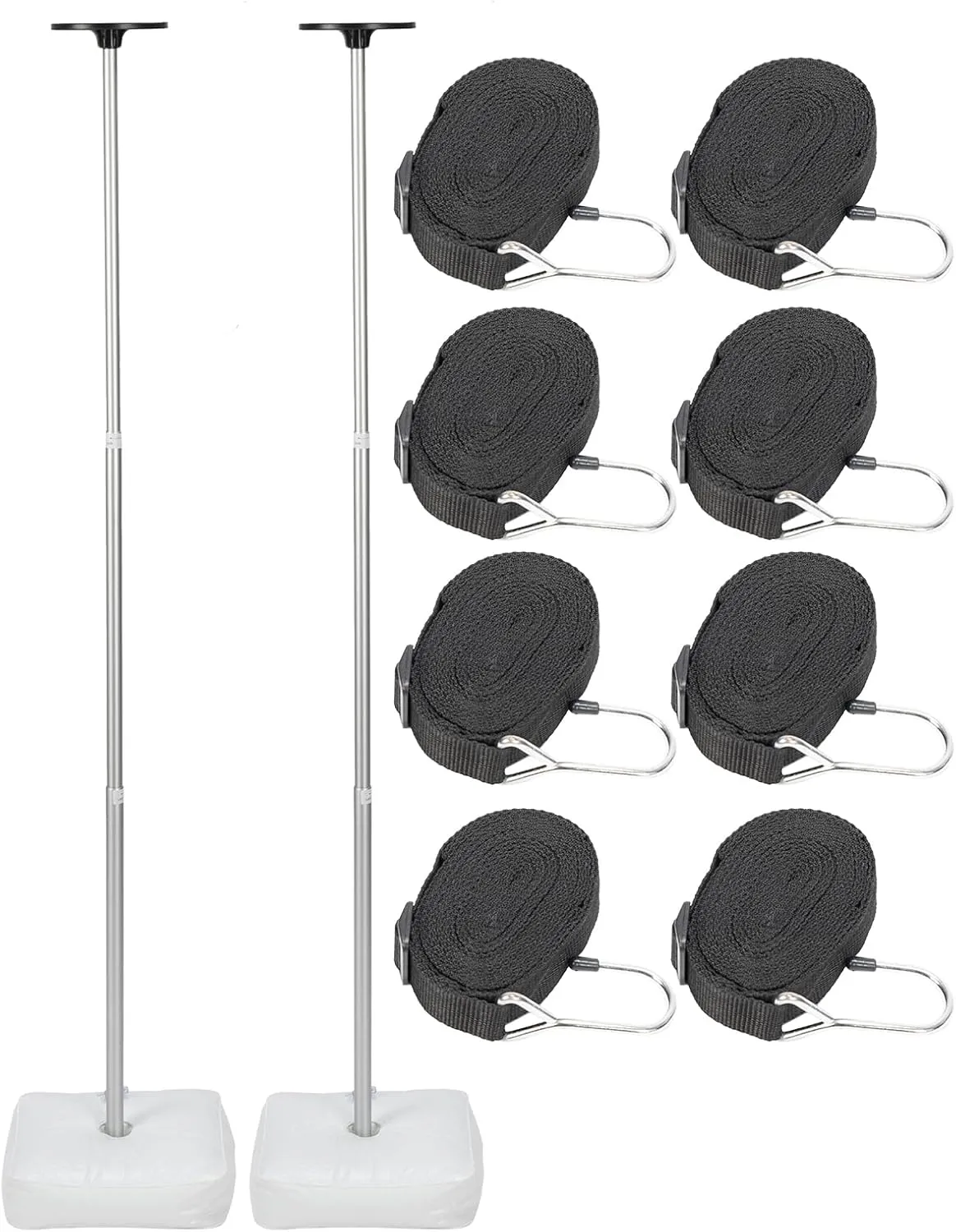 KEMIMOTO Boat Cover Support Poles,Height Adjustable Telescoping Support System with Webbing Straps and Weight Bag