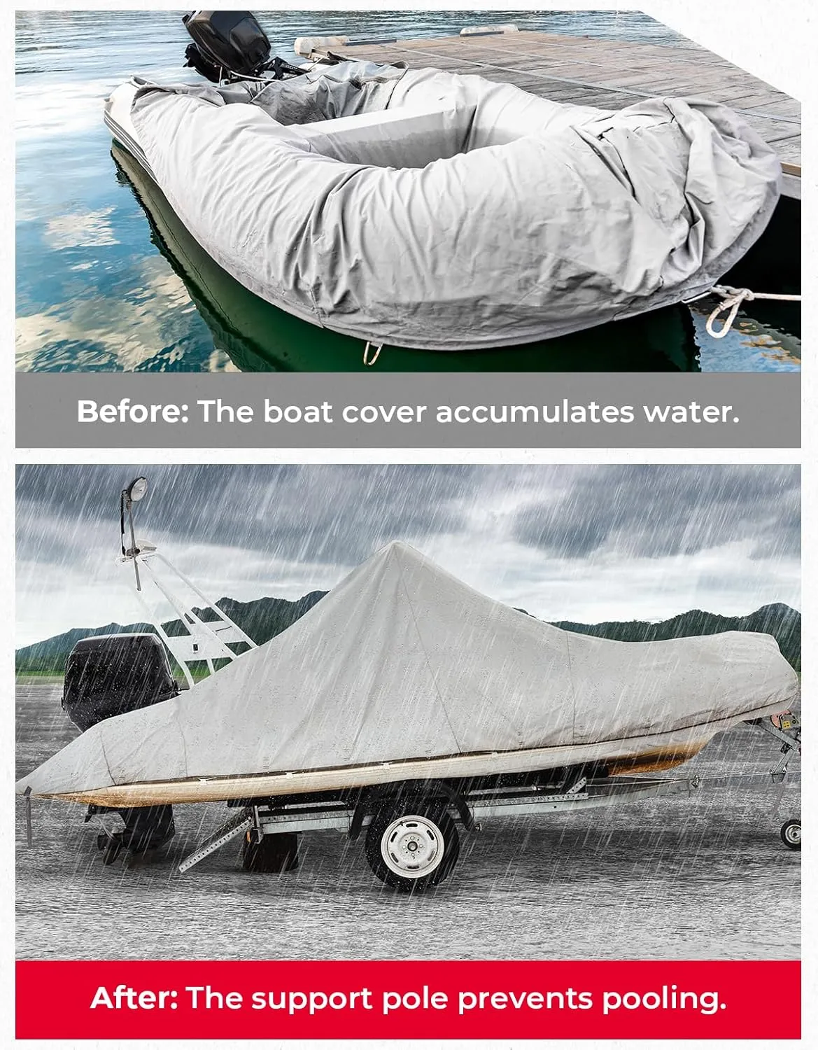 KEMIMOTO Boat Cover Support Poles,Height Adjustable Telescoping Support System with Webbing Straps and Weight Bag