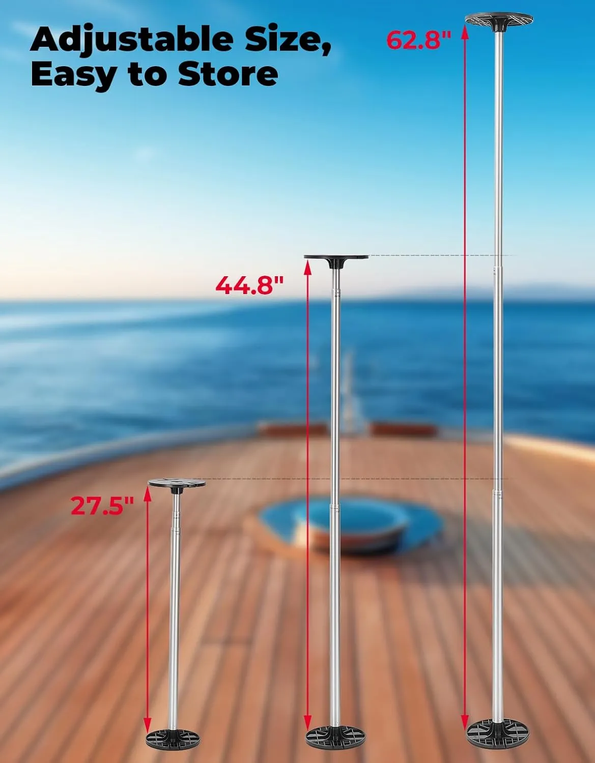 KEMIMOTO Boat Cover Support Poles,Height Adjustable Telescoping Support System with Webbing Straps and Weight Bag