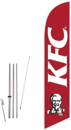 KFC (Red) Feather Flag with Complete 15ft Pole kit and Ground Spike