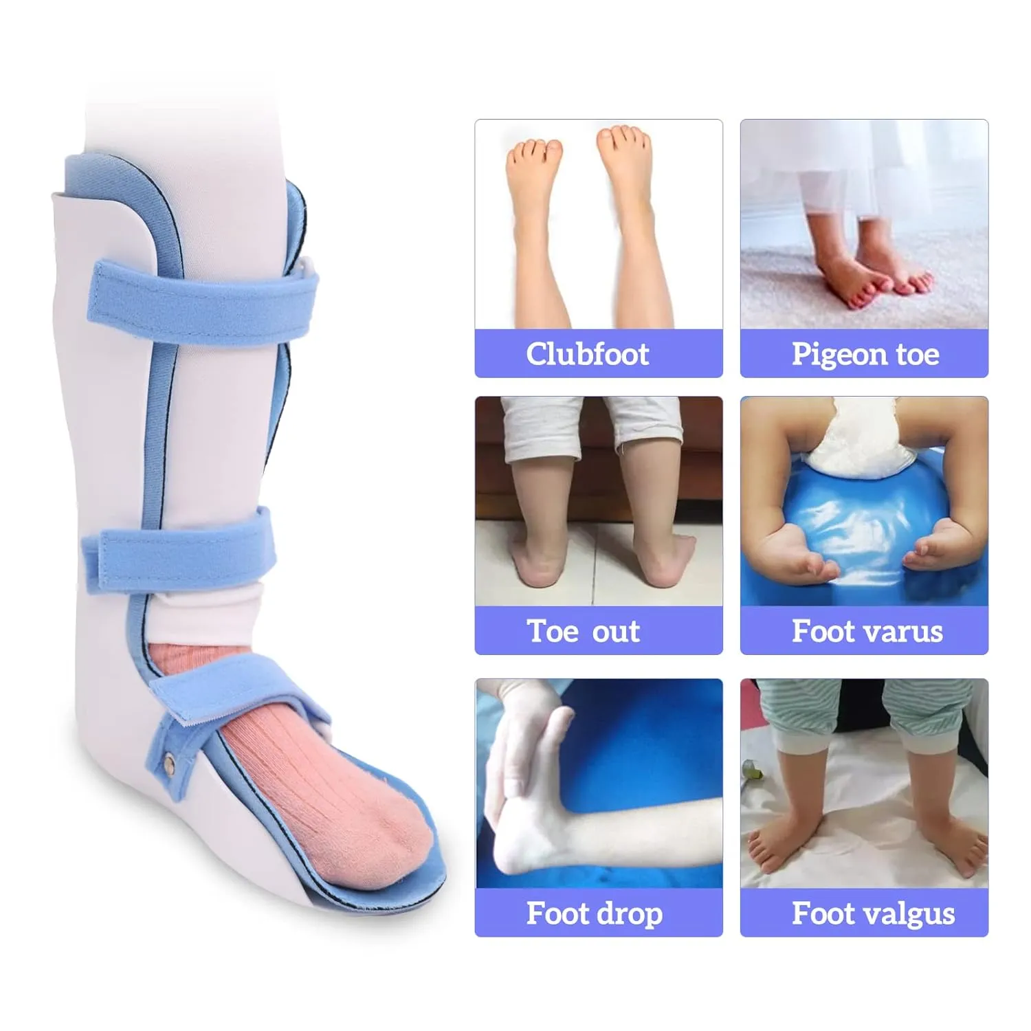 Kids AFO Drop Foot Brace for Children Toddler Ankle Foot Orthosis Pediatric AFO Night Splint Walking with Shoes or Sleeping (Large-Right)