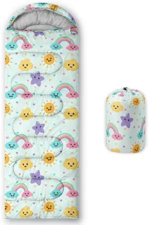 Kids Sleeping Bag for Boys and Girls,Mixed Color Star Dot-Lightweight Warm Portable Outdoor Indoor-Waterproof Cold Weather Resistant Sleeping Bag for Camping Hiking