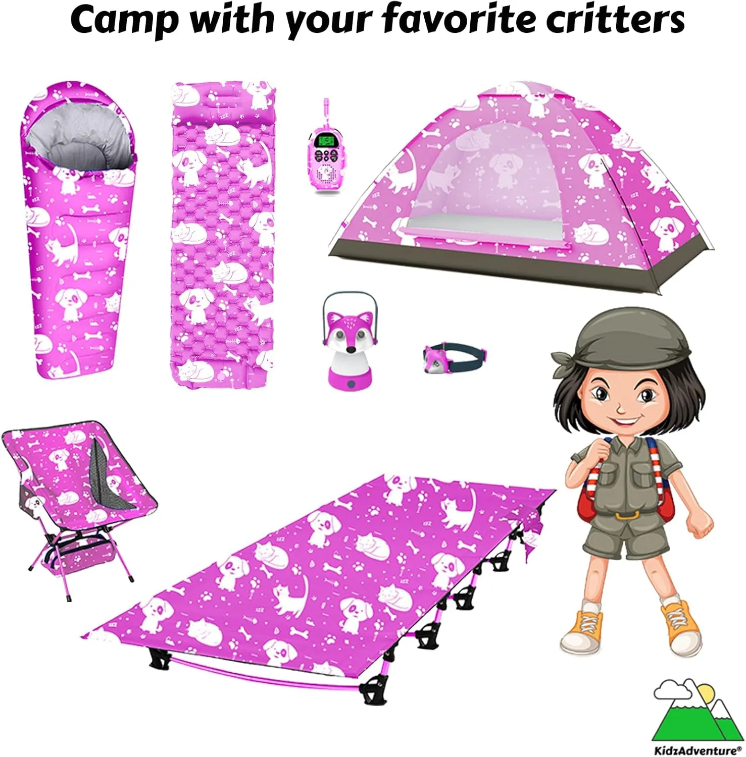 KidzAdventure Mummy Style 32 – 59F Kids Sleeping Bag with Pillow Sleeve, 4 Season, Lightweight and Backpacking Style, Ideal for Camping, Sleepover, Boys, Girls, Youth and Toddlers
