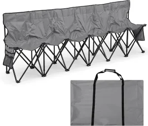 Kigley 6 Seats Folding Soccer Bench Chair Portable Team Sports Sideline Bench for Football Camp Travel Events Outdoor Seating with Storage Bag