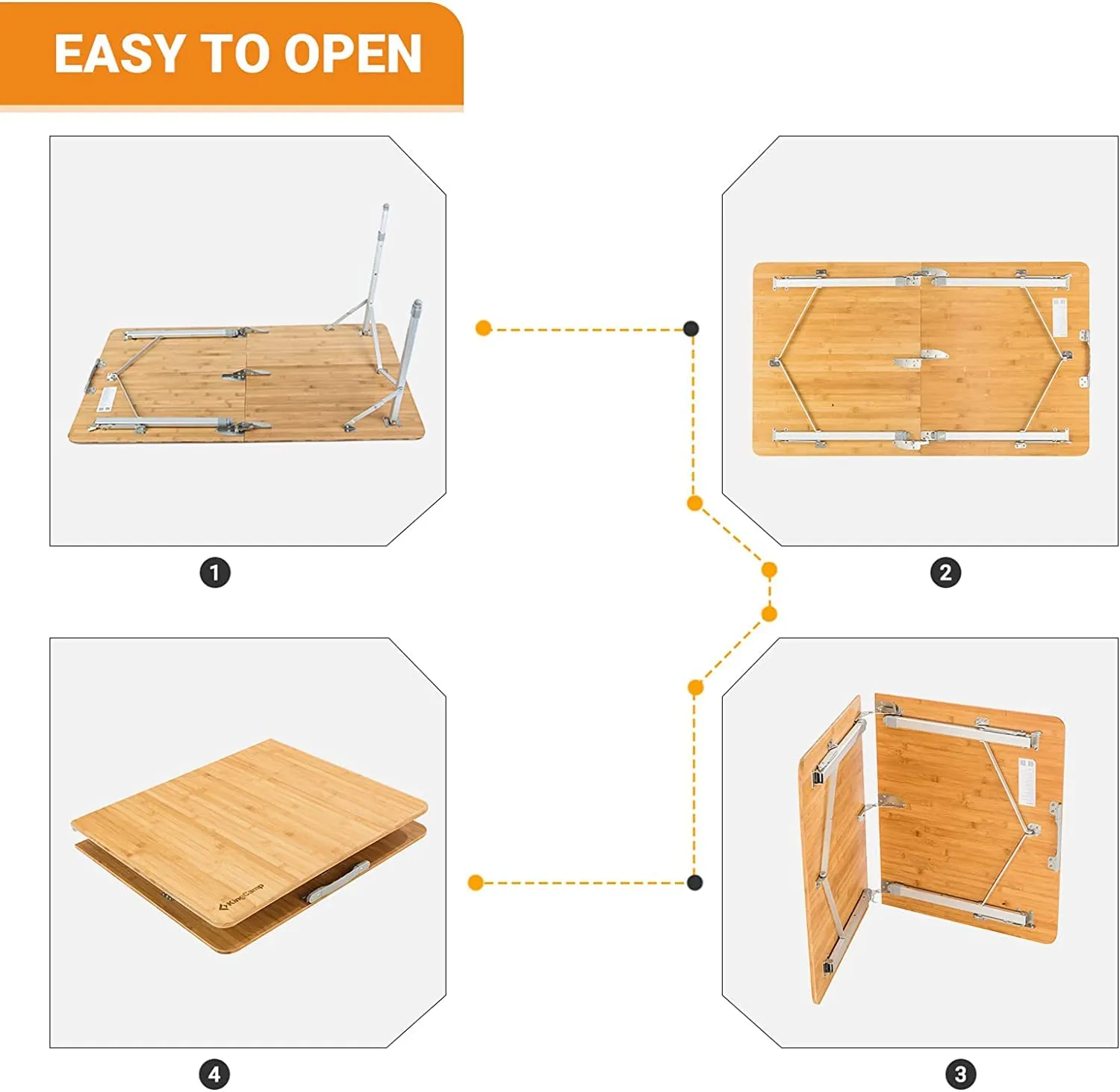 KingCamp 2-Folded Bamboo Table
