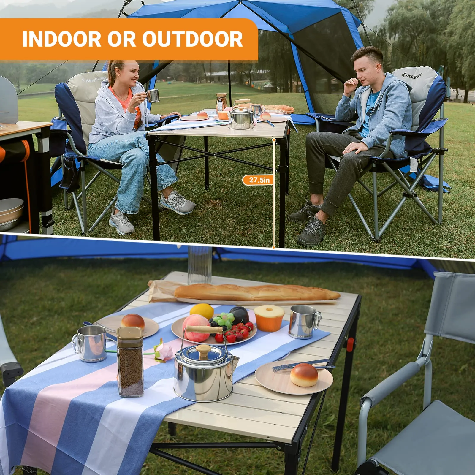 KingCamp Aluminum Roll Up Camping Foldable Table