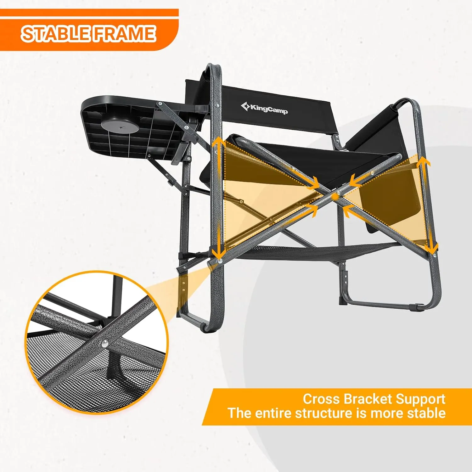 KingCamp Directors Chair with Side Table, Portable Folding Camping Chairs 300lbs Heavy Duty Seat with Pocket, Breathable Mesh Back & Compact Design for Camping Hiking Backpacking Fishing