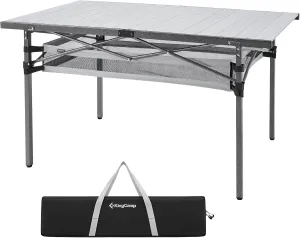 KingCamp Folding Camping Table, Aluminum Roll-Up Camp Table, Large Foldable Table for 6-8 Person, Outdoor Portable Tables with Carry Bag, 180 LBS Heavy Duty Load (Silver Mesh：53.5"x27.5")
