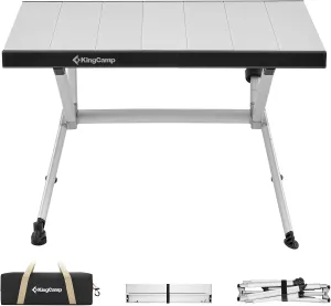 KingCamp Folding Camping Table, Portable Lightweight Camp Table Foldable Aluminum Roll Up Seamless Desktop with Tall X-Legs & Carry Bag for Outdoor Backyard Picnic Tailgating Beach