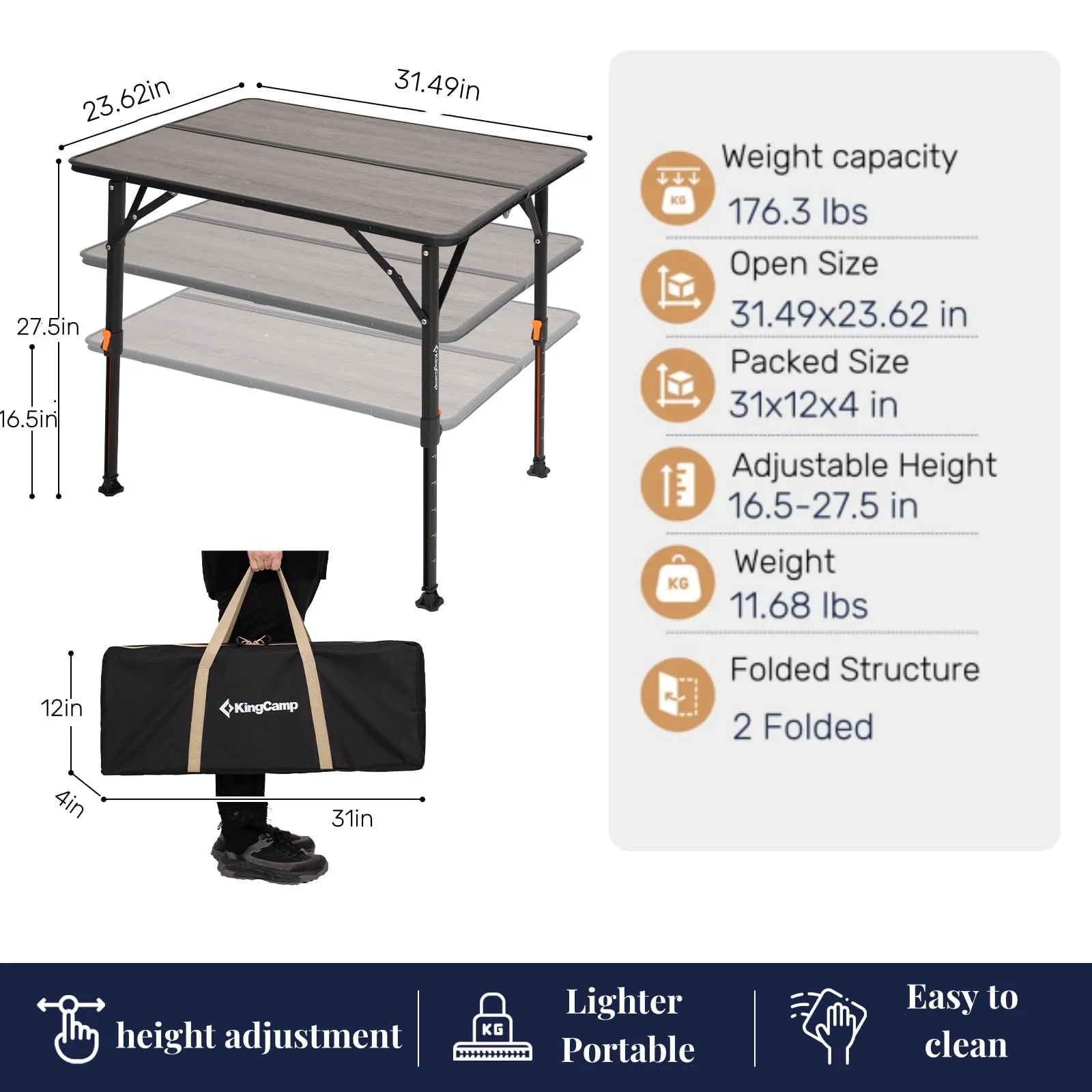 KingCamp GRANITE Folding Fiberglass Table