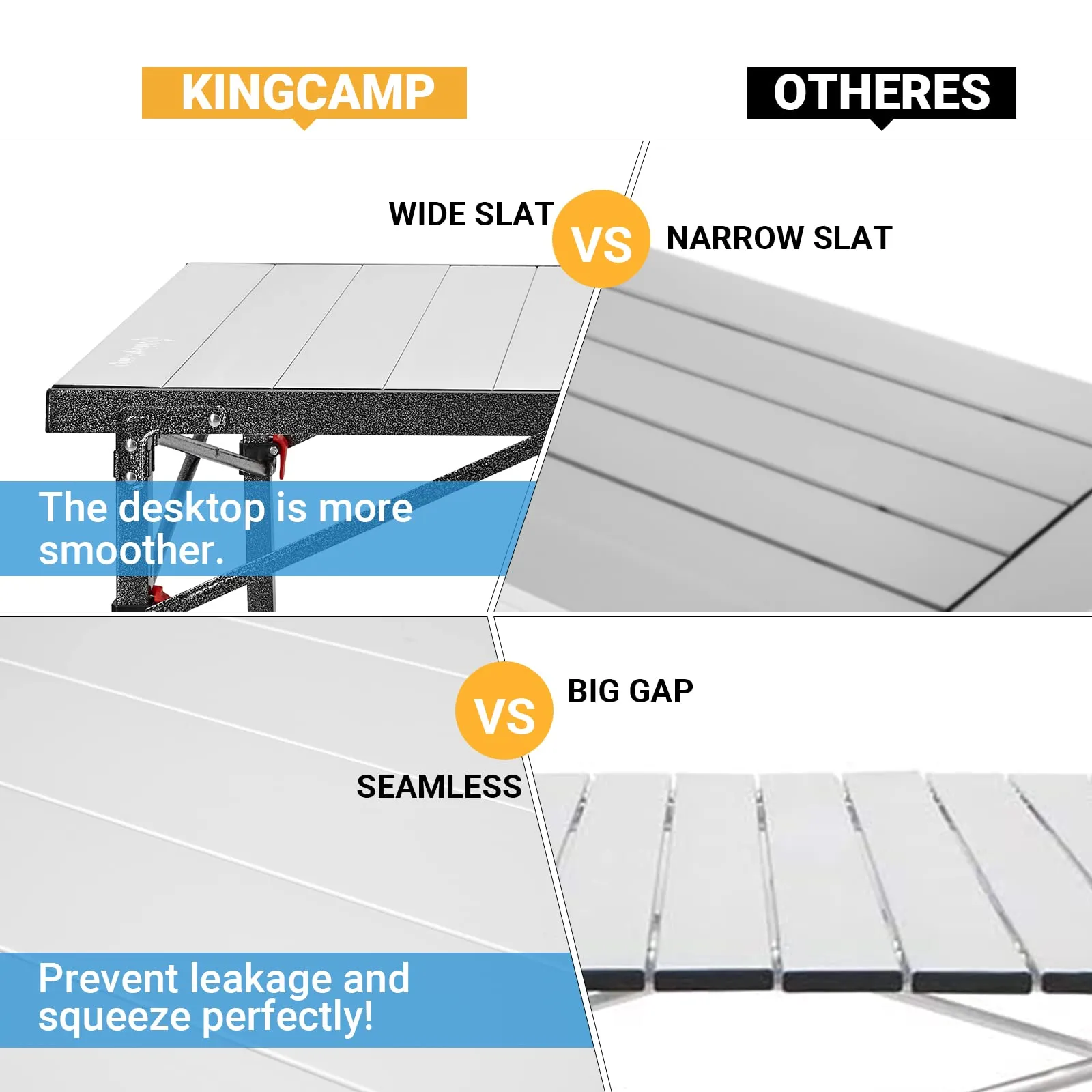 KingCamp MARBLE PLUS Aluminum Camping Roll-Top Table