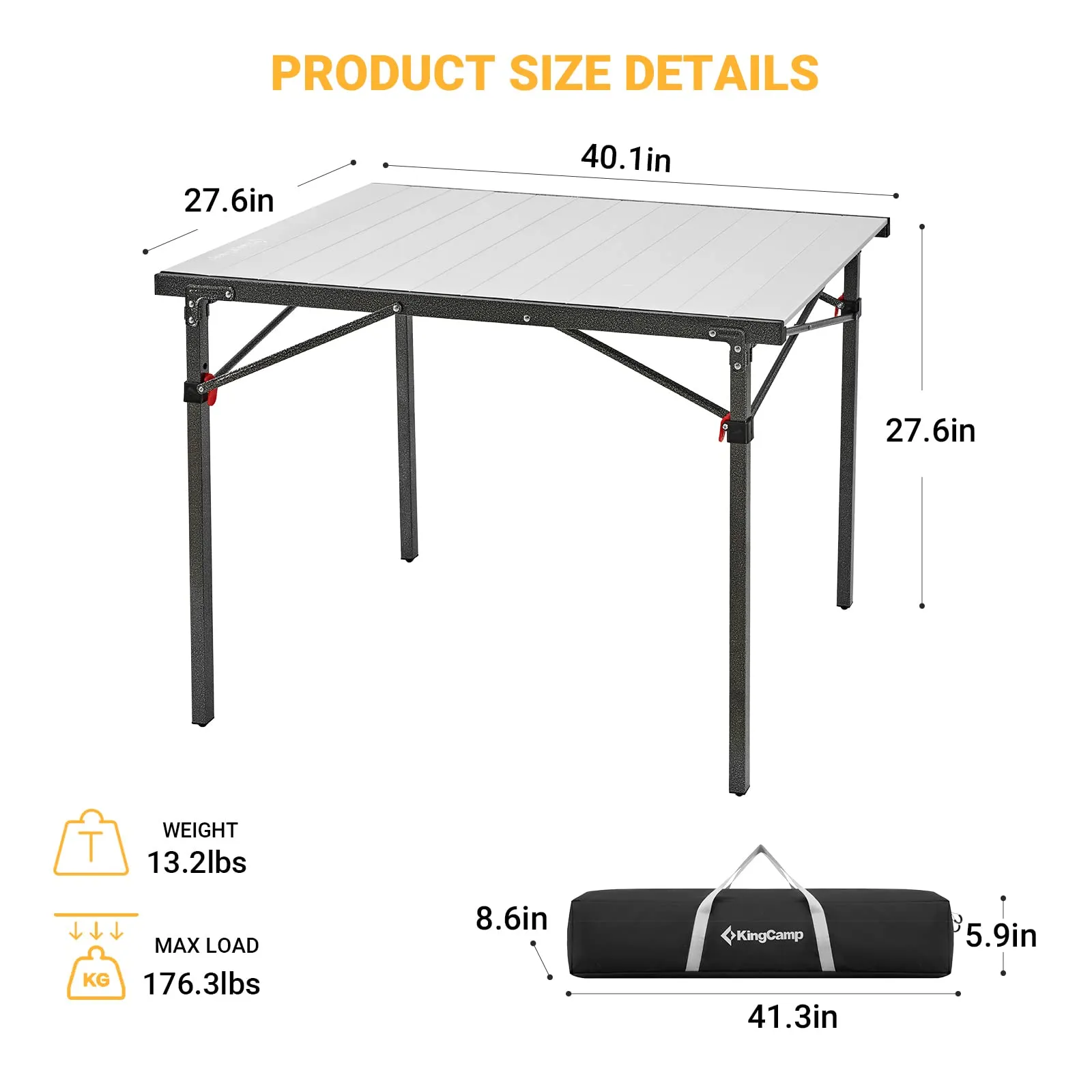 KingCamp MARBLE PLUS Aluminum Camping Roll-Top Table