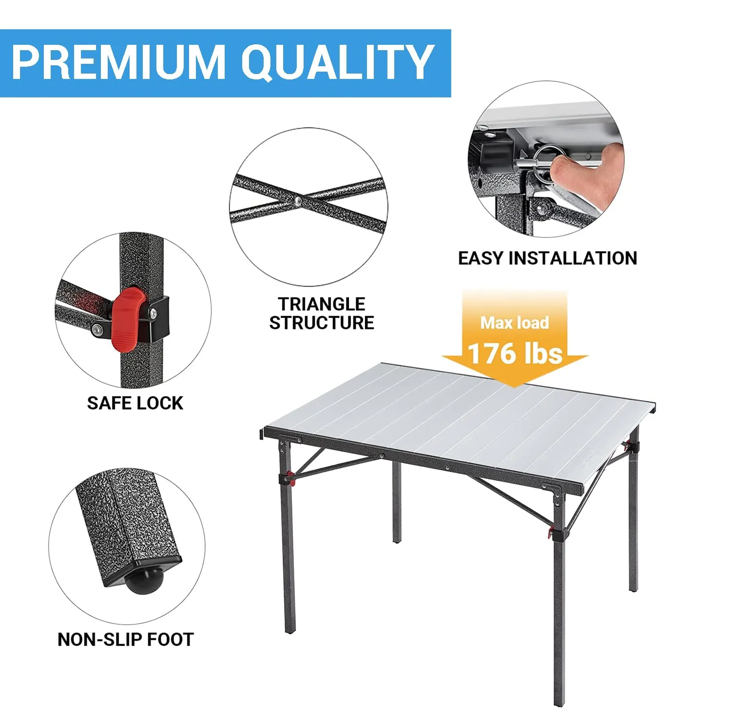 KingCamp MARBLE PLUS Aluminum Camping Roll-Top Table