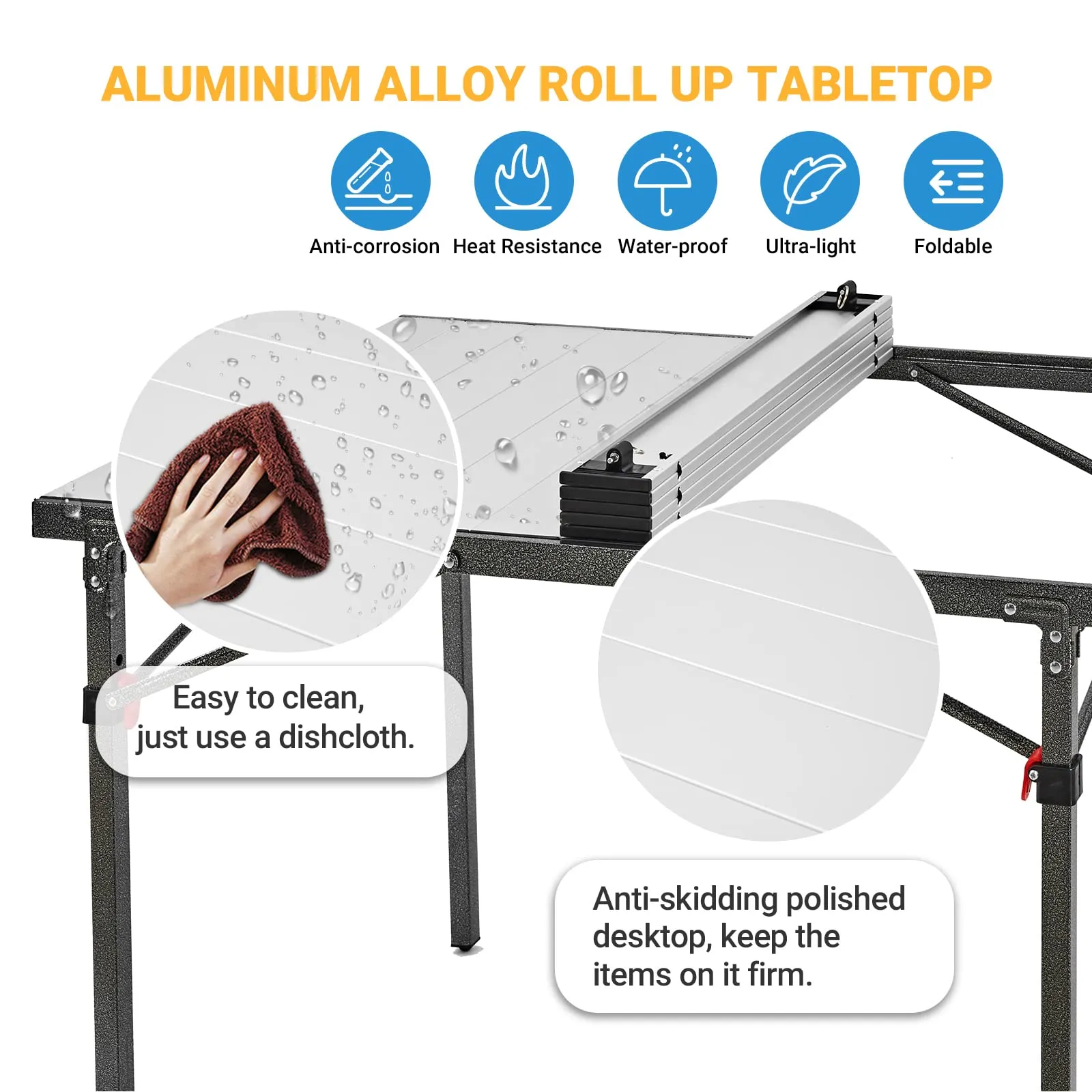 KingCamp MARBLE PLUS Aluminum Camping Roll-Top Table