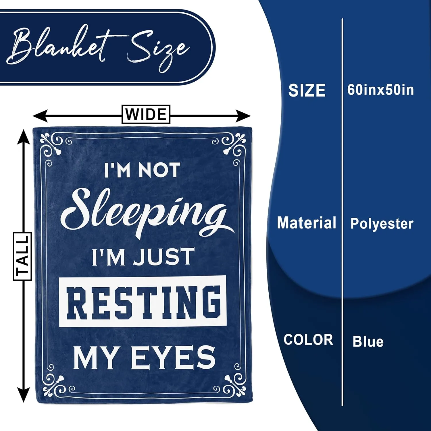 kituzol Birthday Gifts for Men, Dad Gifts for Father's Day, Anniversary Retirement Gifts for Men Grandpa, Dad Husband Blanket, I'm Not Sleeping, I'm Just Resting My Eyes Blanket 50" X60"