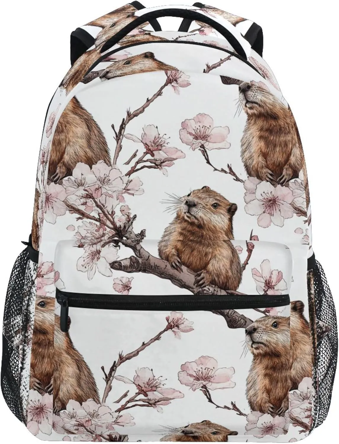 KLL Day Backpack for Men and Women Waterproof Personal Backpack with Chest Strap for Business Work College Travel Trip Aesthetic Beaver White