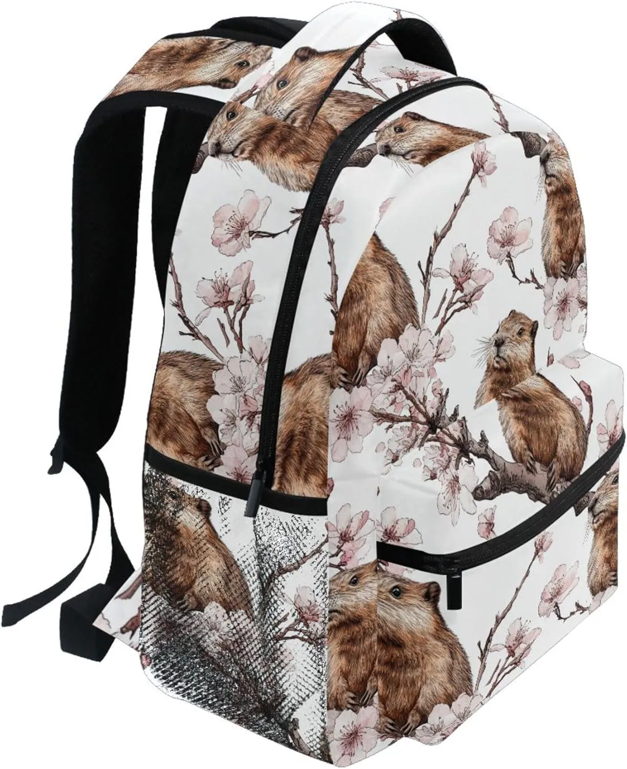 KLL Day Backpack for Men and Women Waterproof Personal Backpack with Chest Strap for Business Work College Travel Trip Aesthetic Beaver White