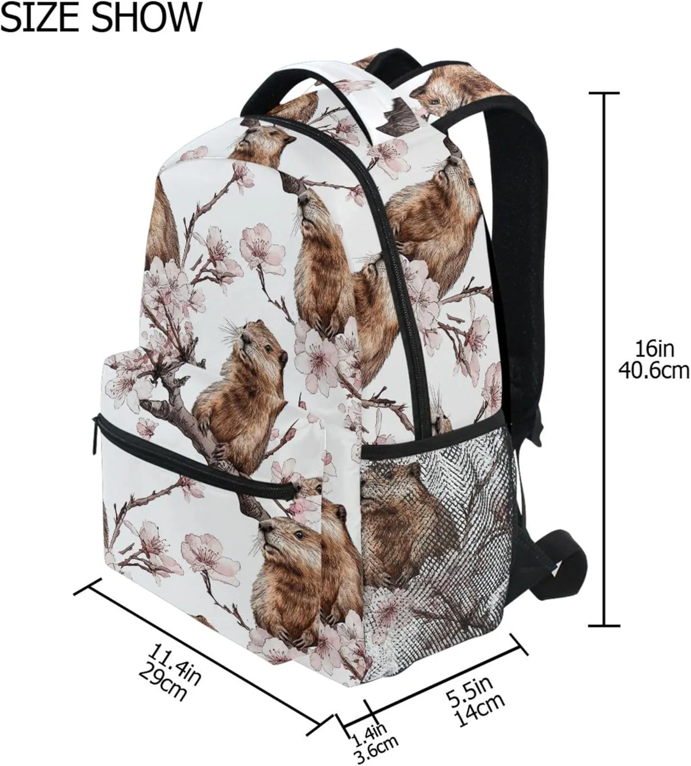 KLL Day Backpack for Men and Women Waterproof Personal Backpack with Chest Strap for Business Work College Travel Trip Aesthetic Beaver White