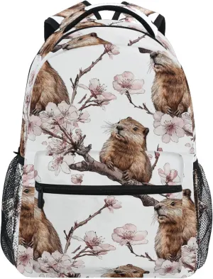 KLL Day Backpack for Men and Women Waterproof Personal Backpack with Chest Strap for Business Work College Travel Trip Aesthetic Beaver White