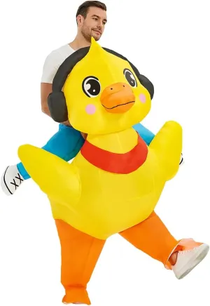 KOOY Inflatable Duck Costume Ride On Duck Costume Adult Party Costumes For Men Women Blow Up Costumes