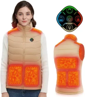 KOVNLO Womens Heated Vest, 5 in 1 Smart Controller, Lights-out Design, Electric Heated Jackets (Battery Pack Not Included)