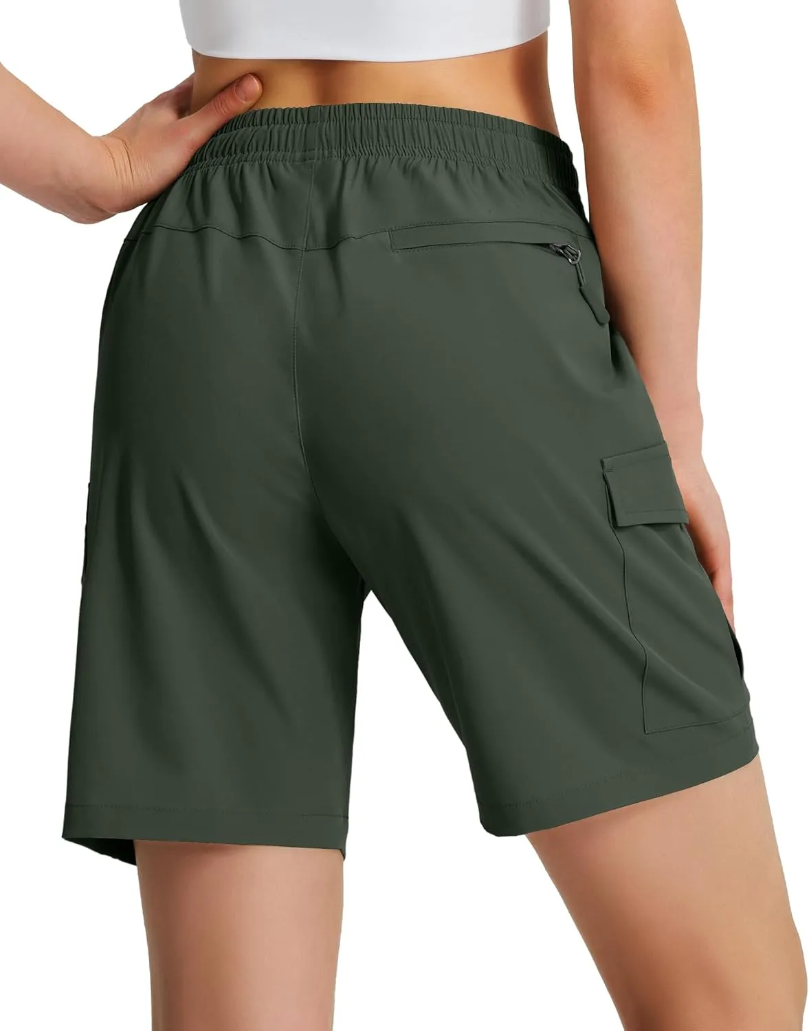 Ksmien Women's 7" Hiking Cargo Shorts Lightweight Quick Dry Ladies Summer Shorts with Zipper Pockets for Travel Golf