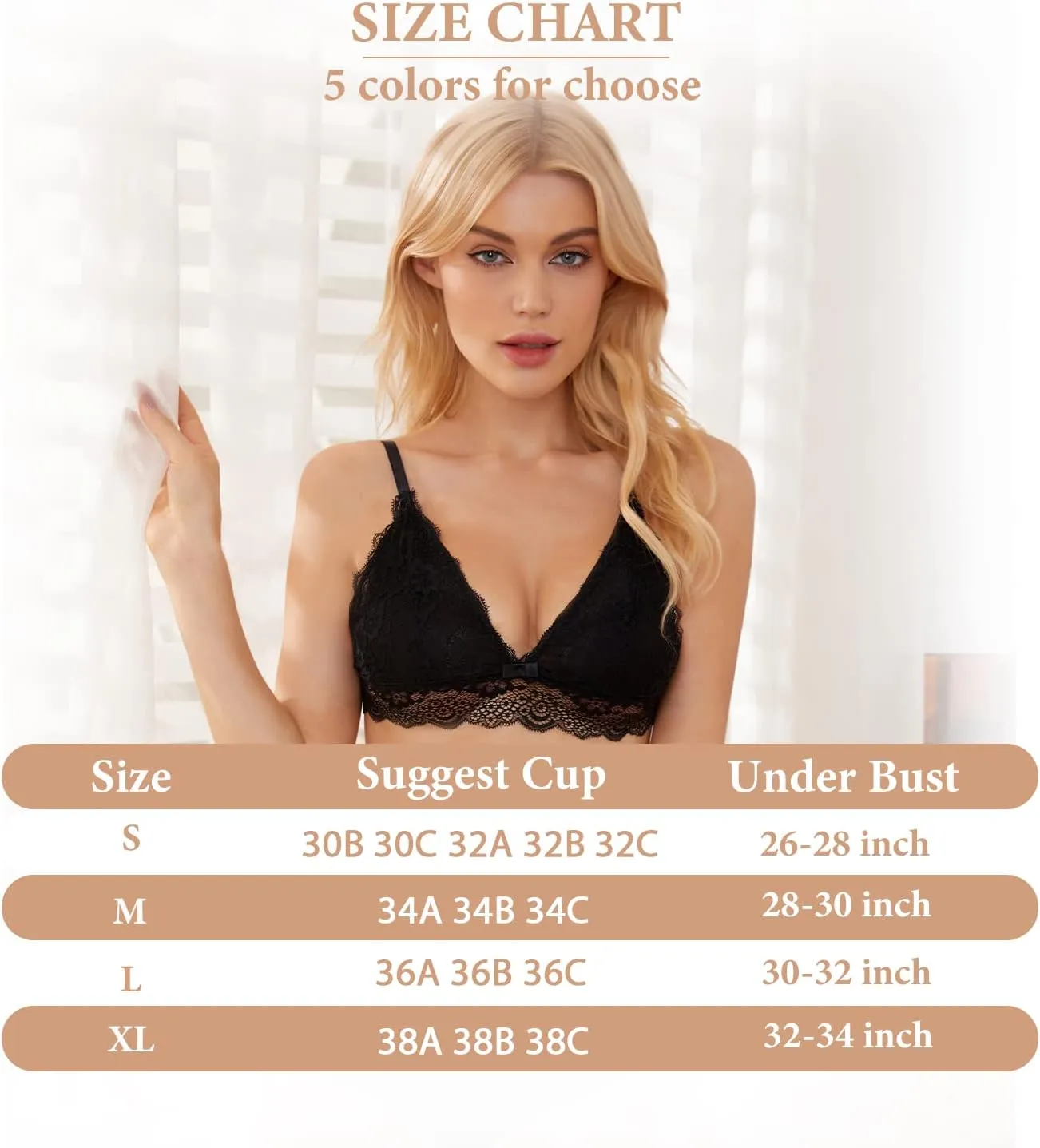 Lace Bralettes for Women No Underwire Sexy Triangle See Thru V Neck Unpadded Bra