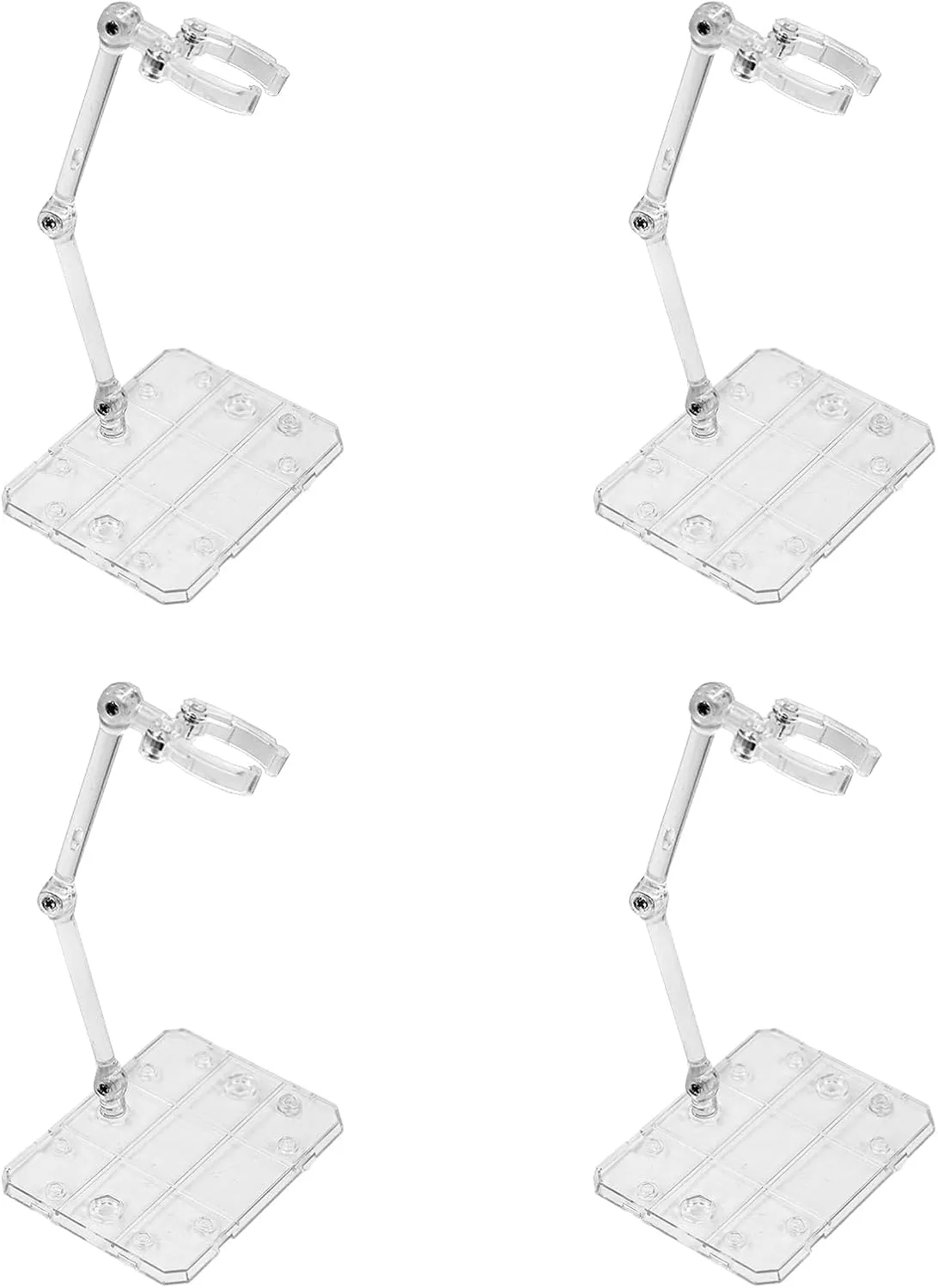Larcele 4Pcs Action Figure Stand, Assembly Action Figure Display Holder Base Adjustable Clear Model Support Stand for 6-7 inch Action Figures SBZJ-01 (Transparent )