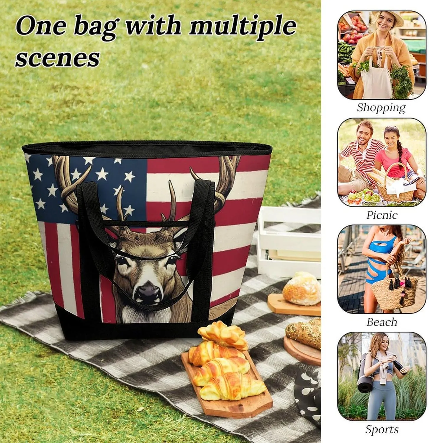 Large Thermal Shopping Tote Bag Travel Friendly Fashion Handbag Commuter Bag