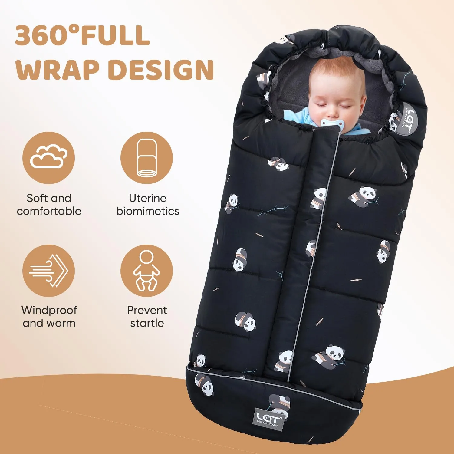 LAT Baby Warm Bunting Bag Universal, Stroller Sleeping Bag Cold Weather, Waterproof Toddler Stroller Footmuff Fits Most Pushchairs
