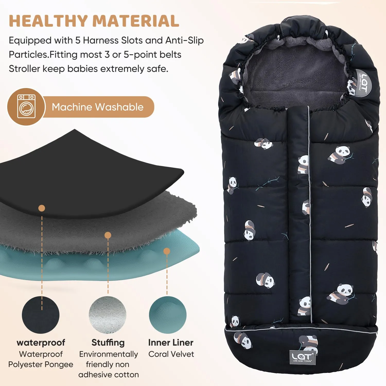 LAT Baby Warm Bunting Bag Universal, Stroller Sleeping Bag Cold Weather, Waterproof Toddler Stroller Footmuff Fits Most Pushchairs