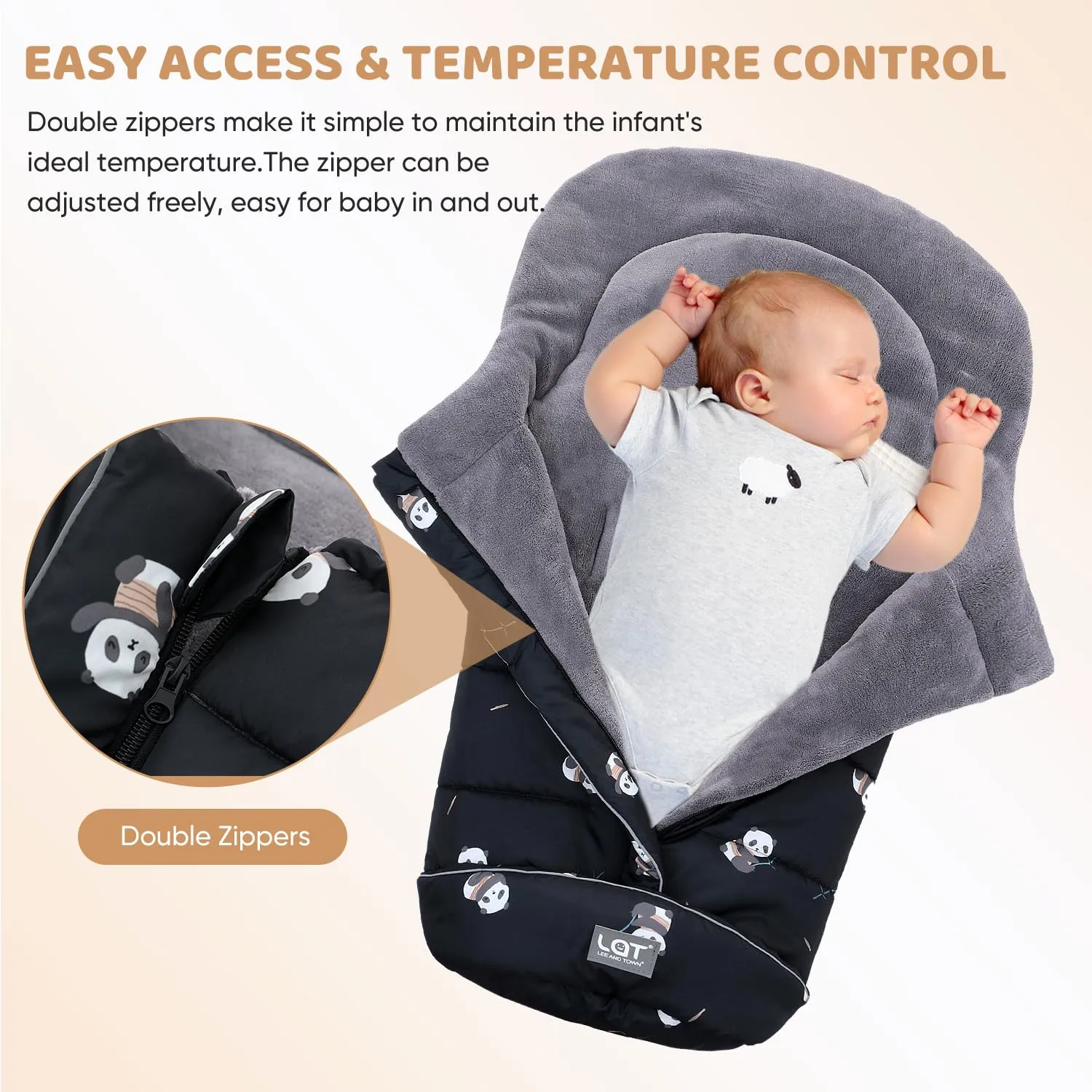 LAT Baby Warm Bunting Bag Universal, Stroller Sleeping Bag Cold Weather, Waterproof Toddler Stroller Footmuff Fits Most Pushchairs