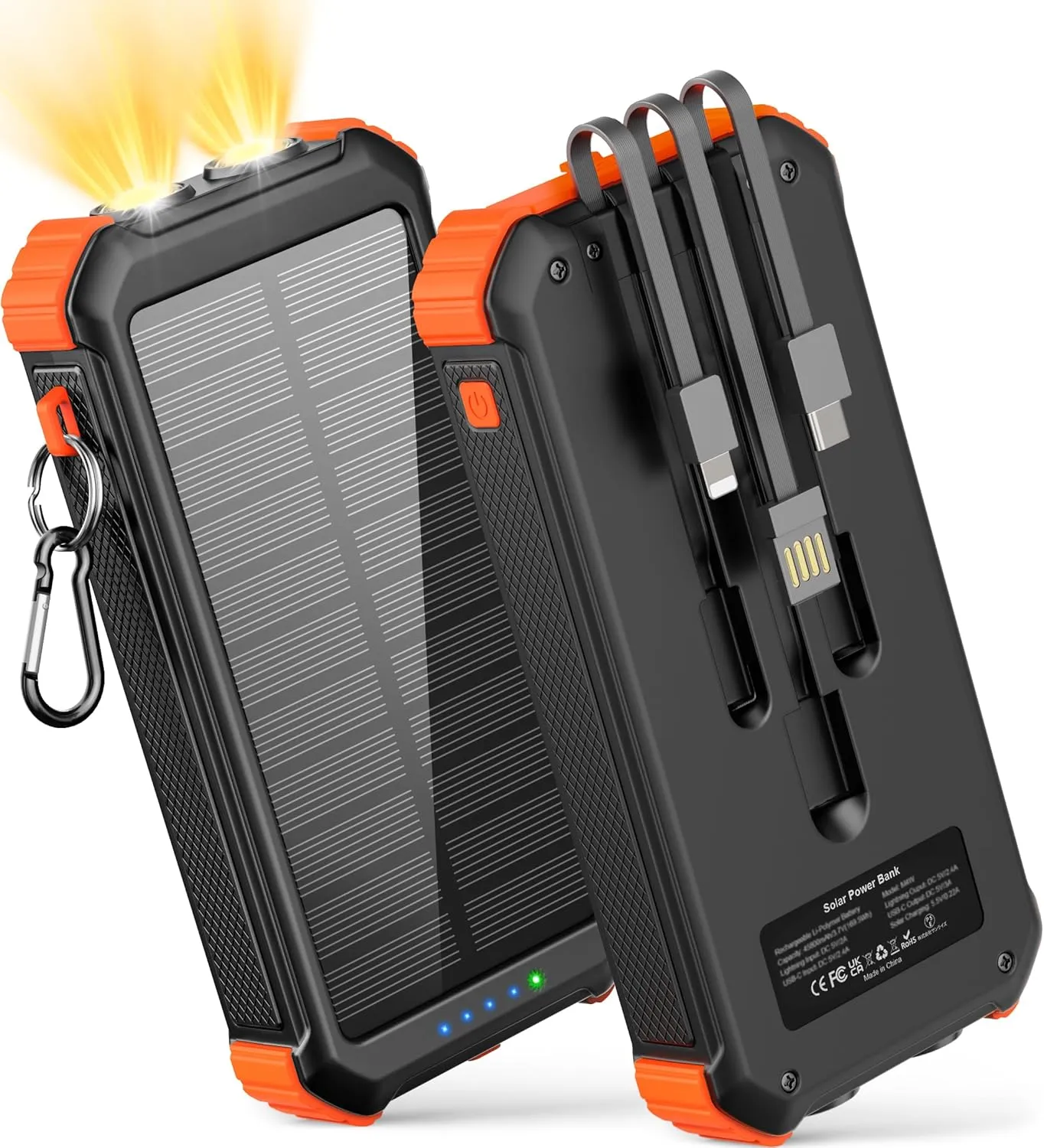 LATIMERIA 45800mAh Solar Charger Power Bank, Portable Phone Charger with USB C in/Output, 5V3.1A QC 3.0 Fast Charging for Cellphone, External Battery Pack Compatible with iPhone Samsung Google etc