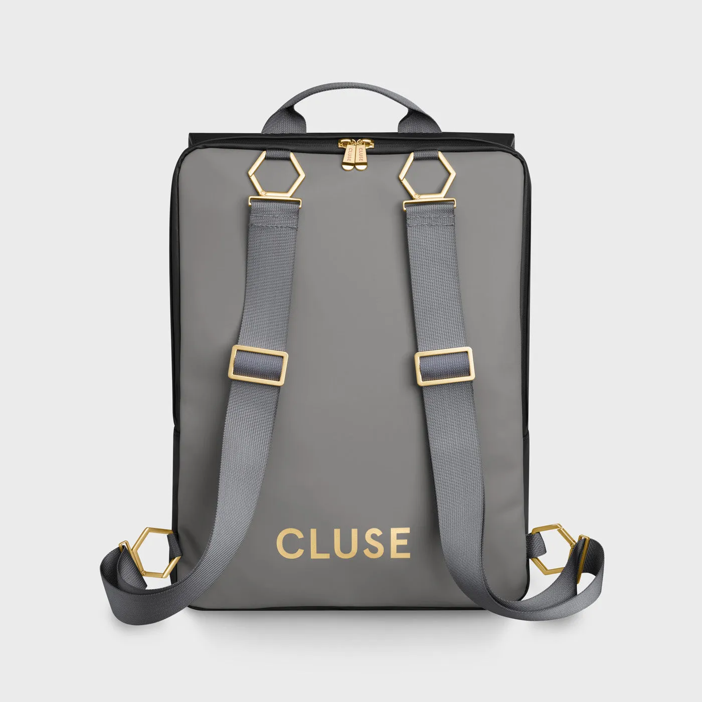 Le Réversible Backpack, Black Grey, Gold Colour