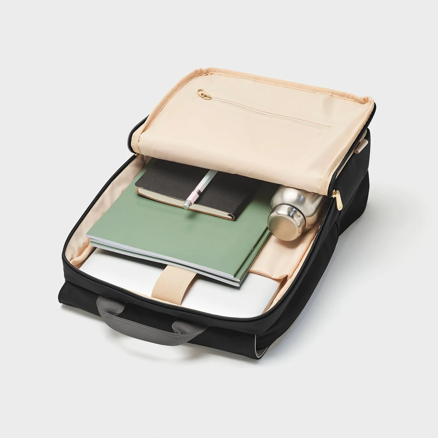 Le Réversible Backpack, Black Grey, Gold Colour
