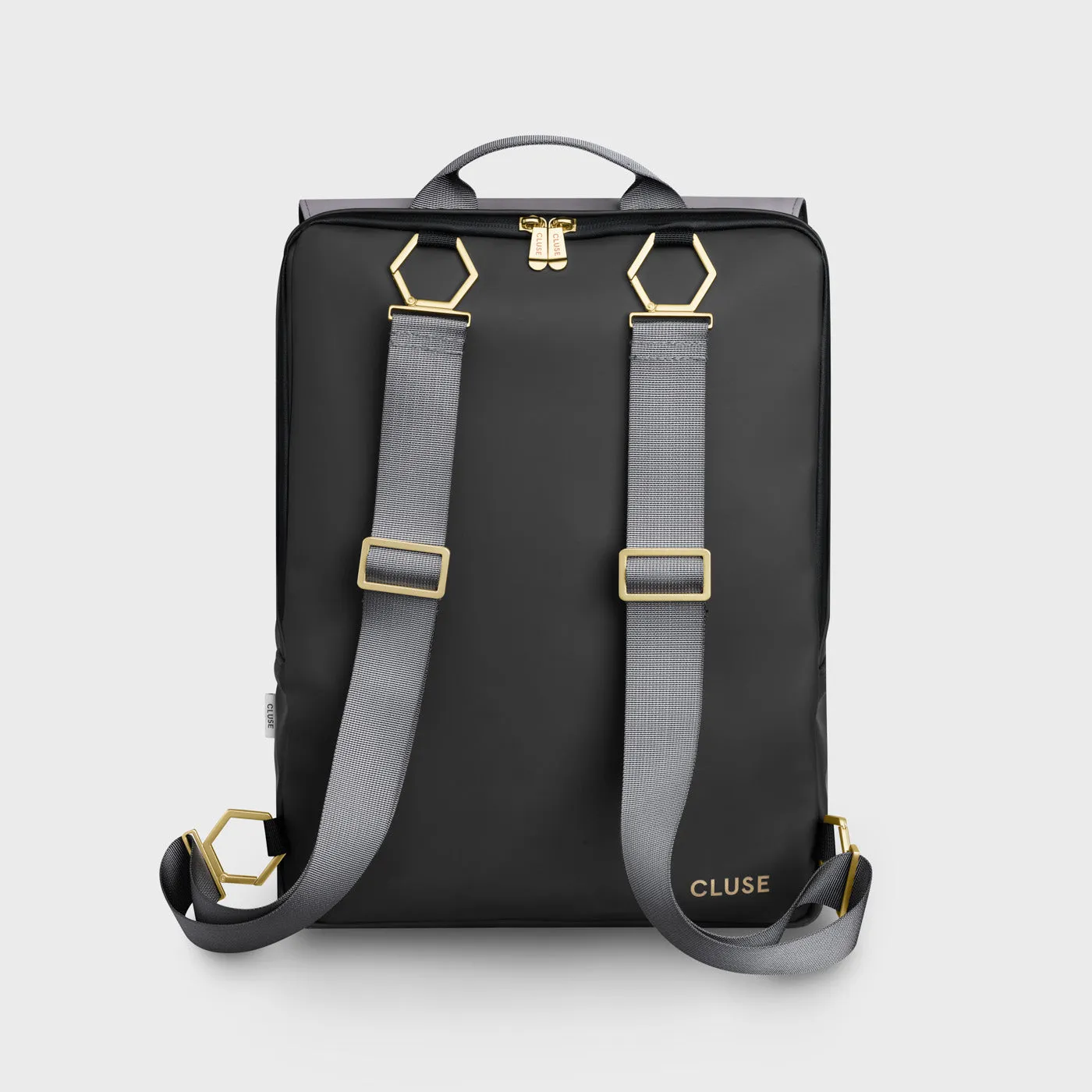 Le Réversible Backpack, Black Grey, Gold Colour