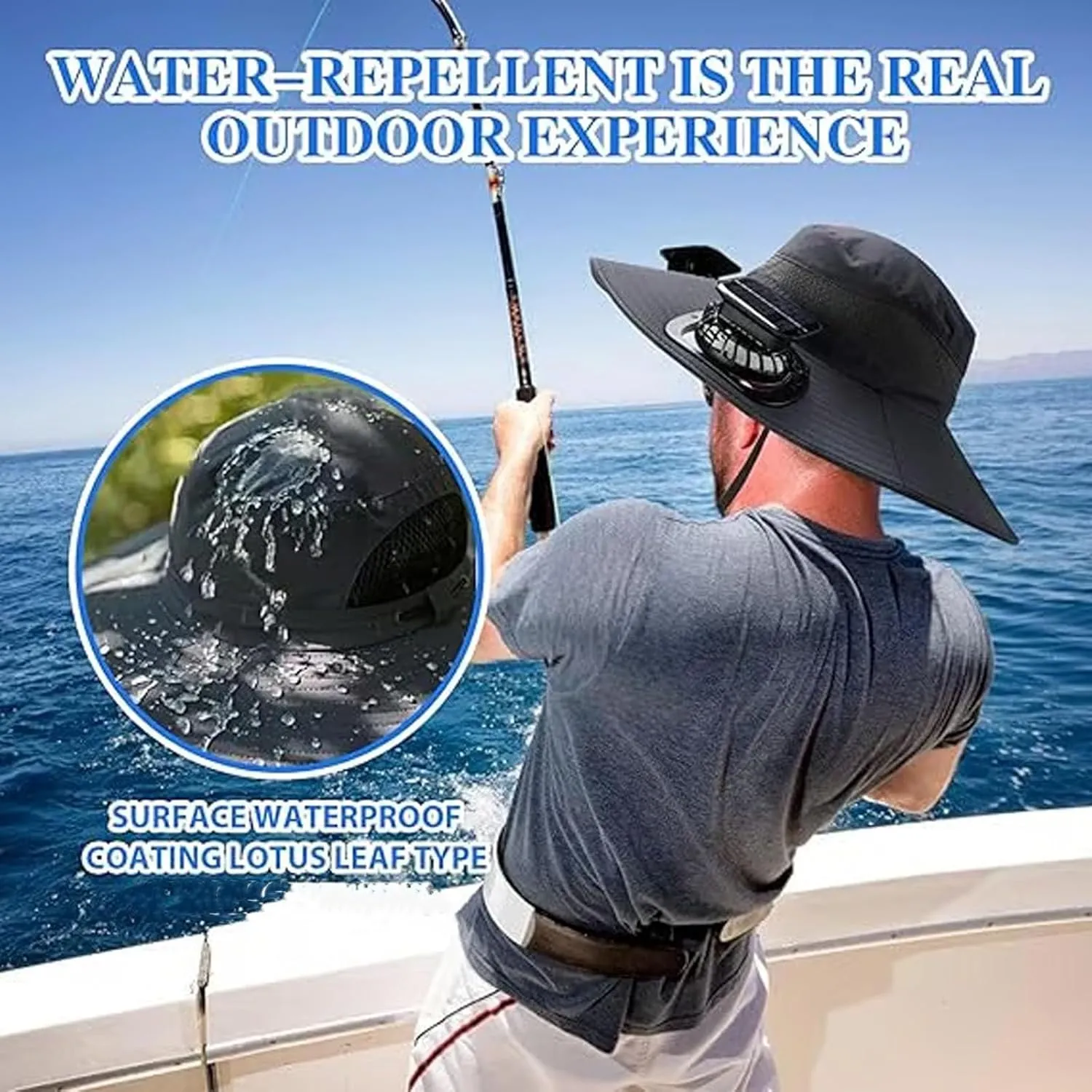 Leadoutline Solar Fan Hat, 2025 New Outdoor Wide Brim Sun Hat with 2 Solar Fan, Fan Solar Powered UPF 50  