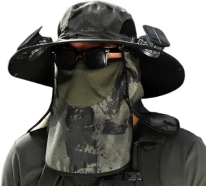 Leadoutline Solar Fan Hat, 2025 New Outdoor Wide Brim Sun Hat with 2 Solar Fan, Fan Solar Powered UPF 50  