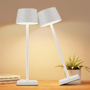 LED 2Pack Cordless Table Lamps Rechargeable,Battery 6000mAh LED Portable Lights for Outdoor/Patio/Restaurant/Indoor Desk Lamp - IP54 Waterproof 3 Colors Stepless Dimming (2pack White)