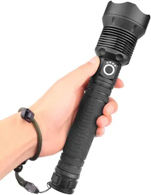 LED Flashlights, 1800 Lumens 3 Light Modes Super Bright Rechargeable Zoomable Waterproof Tactical Handheld Flashlight with Battery for Emergency, Outdoor, Home, Camping, Hiking