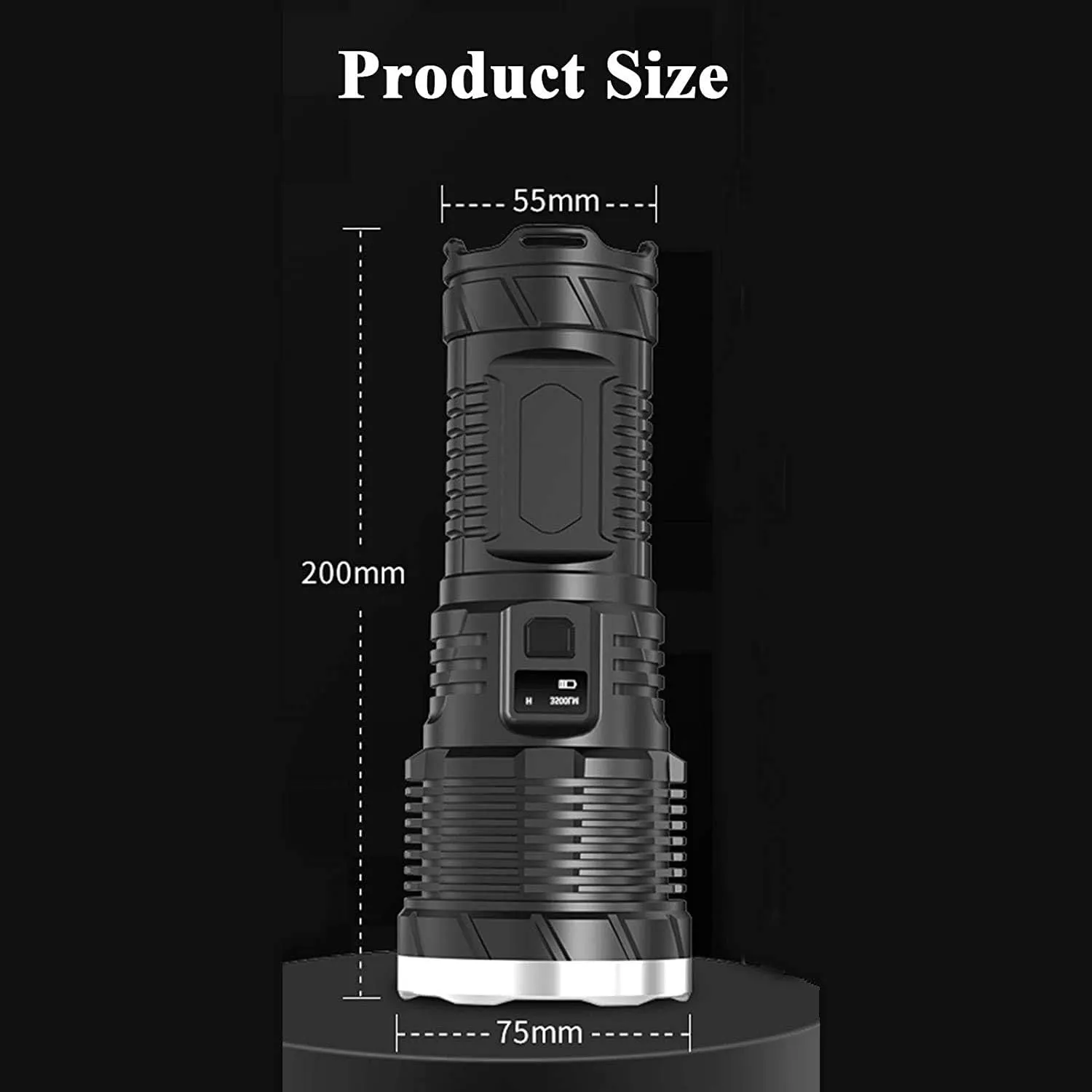 LED Flashlights - Powerful High Lumens Zoomable Flashlight - 5 Modes, Bright Small Flash Light for Camping Accessories, Emergency Gear, USB Charging (Size : Large)