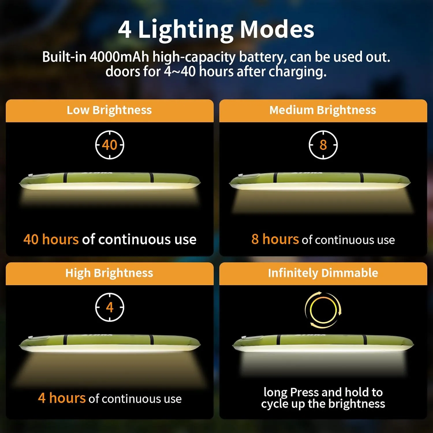 LED Inflatable Handheld Light Stick, Foldable Camping Light USB Charging, RV Magnetic Tent Light, 4 Types of Lighting Waterproof
