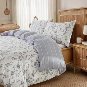 Lemfux Cotton Duvet Cover Full 3 Pieces Provincial Blue Floral Duvet Cover Set 1 Duvet Cover 82"x86" and 2 Pillow Sham 19"x29" Farmhouse Garden Style, Soft Breathable Lightweight Bedding Sets