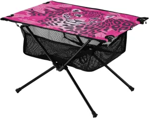 Leopard Pink Portable Folding Camping Table, Compact Lightweight Beach Table with Carrying Bag for Outdoor Picnics, BBQs, Camp