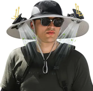 Leotruny Hat with Solar Fan Men: Summer UV Protection Fishing Hat