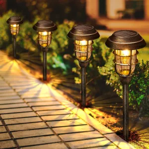 LETMY Solar Outdoor Lights, 8 Pack Bright Solar Pathway Lights Outdoor Waterproof, Up to 12 Hrs Auto On/Off Solar Garden Lights Outdoor Solar Lights for Outside Yard Patio Walkway Driveway - Bronze